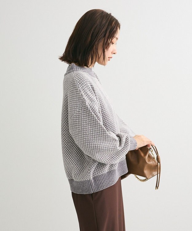 Green Parks ベロアモールモックネックニットプルオーバー Gray