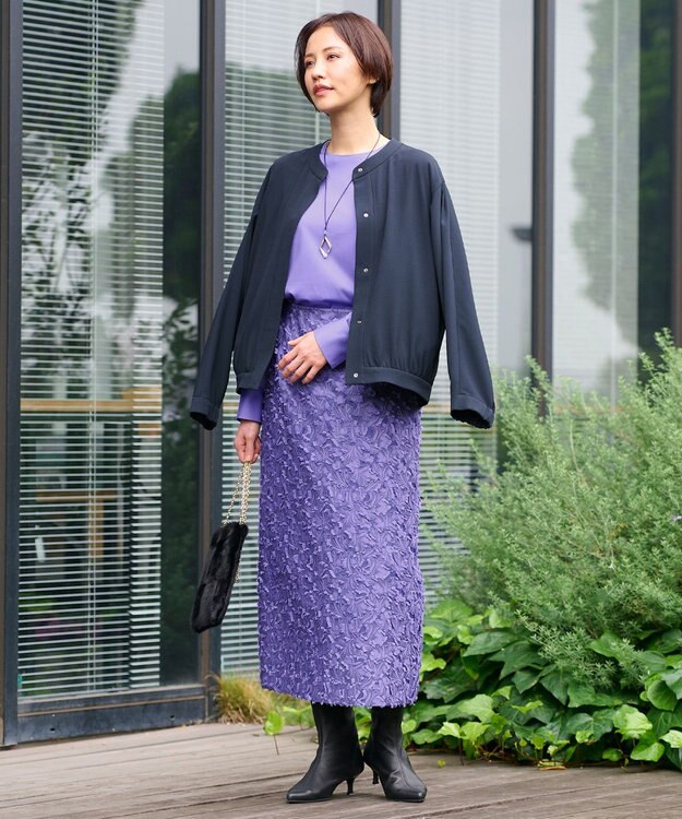 自由区 YONEZAWAレーシージャガード スカート パープル系