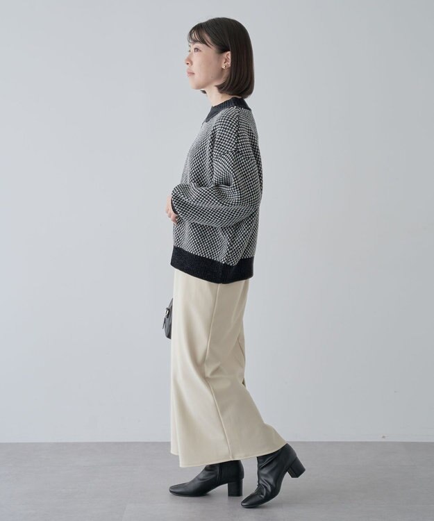 Green Parks ベロアモールモックネックニットプルオーバー Black