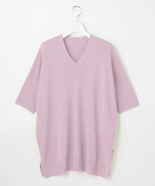 自由区 【新型登場！/WEB限定カラー有】ハイツイストコットンアセテート ニット5分袖 ライラック系