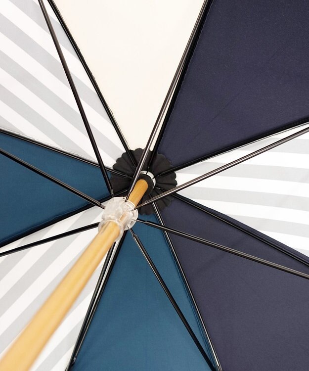 +RING 【UVカット95%以上】【UPF50＋】プラスリング レディース向け 晴雨兼用（長ショート） NVY/WHT T1300 紺