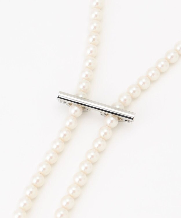 23区 クリップ パール ラリエット ネックレス シルバー系