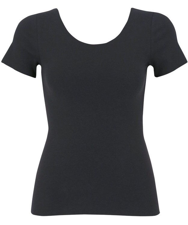 Wing あったかインナー 綿100％(肌側) アウターにひびきにくい ムレにくい 【綿の贅沢 ここちフラット】 3分袖 半袖 秋 冬 EL4373 ウイング／ワコール ブラック