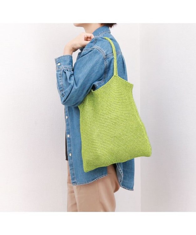 UNBILLION カシュカシュ cachecache / ラメ糸編みトートバッグ グリーン