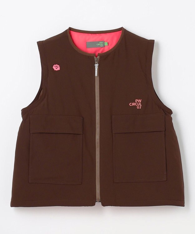 PW CIRCULUS 【撥水加工 / ストレッチ】【WOMEN】デタッチャブルキルティング中綿ブルゾン ゴルフウェア レディース ダークブラウン系
