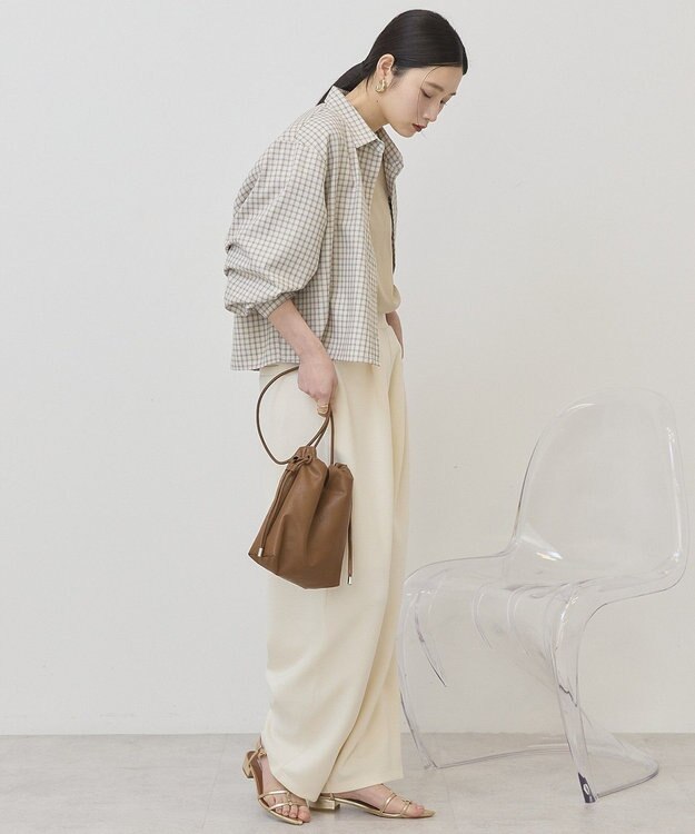 AMERICAN HOLIC ミニチェックショート丈シャツ Ivory