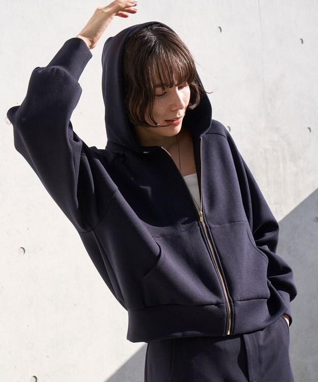 UNFILO L ダブルフェイス ZIPパーカー ネイビー