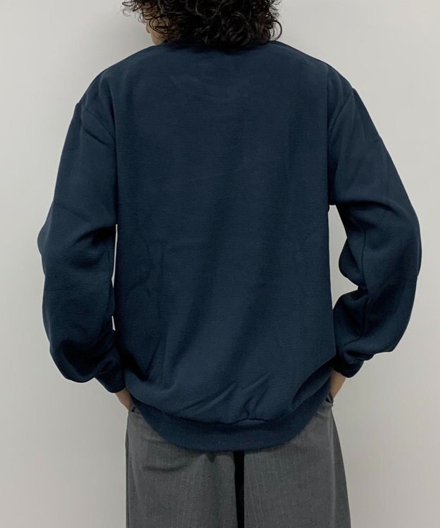 WEGO 【ユニセックス着用ITEM】ワッフルフリースOP刺繍クルートレーナー ネイビー