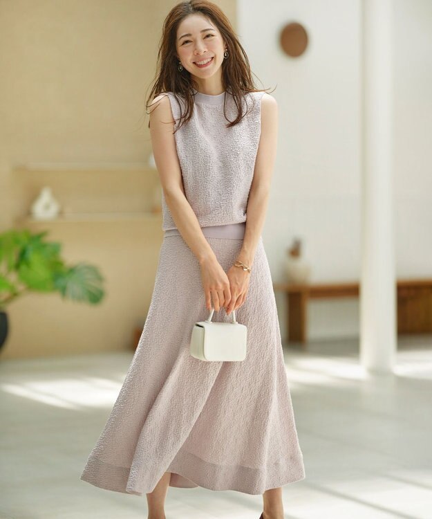 組曲 【2SET】ストレッチジャカード セットアップ ピンクグレージュ系