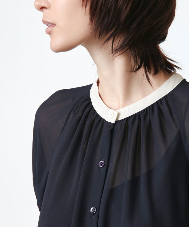 BEIGE， BOUIN / ブラウス Navy x Ecru