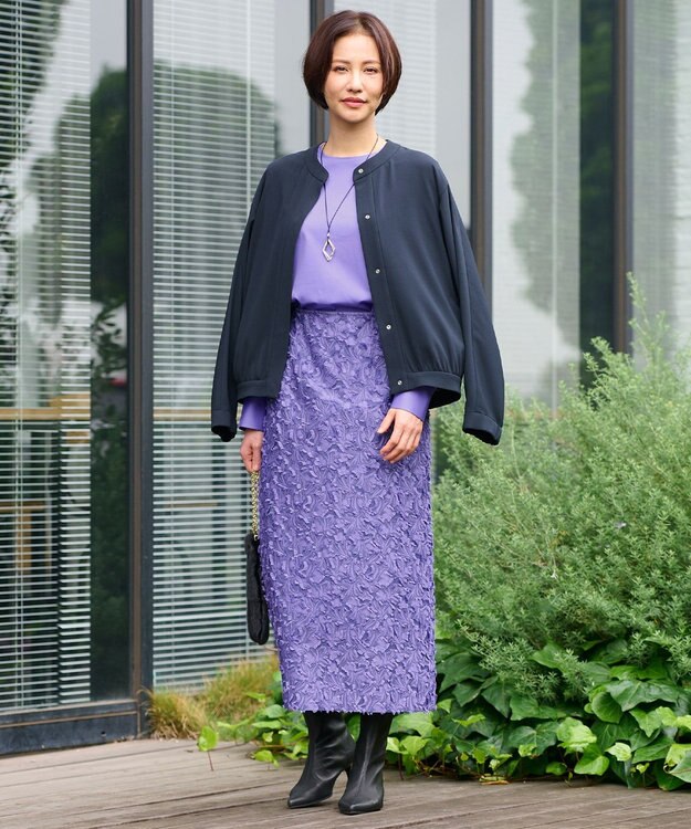 自由区 YONEZAWAレーシージャガード スカート パープル系