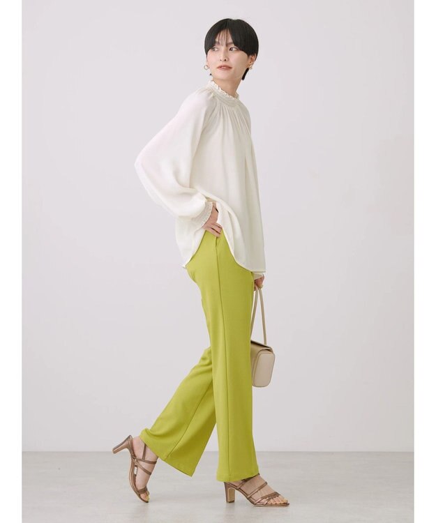 AMERICAN HOLIC ギャザーラグランサテンブラウス Ivory