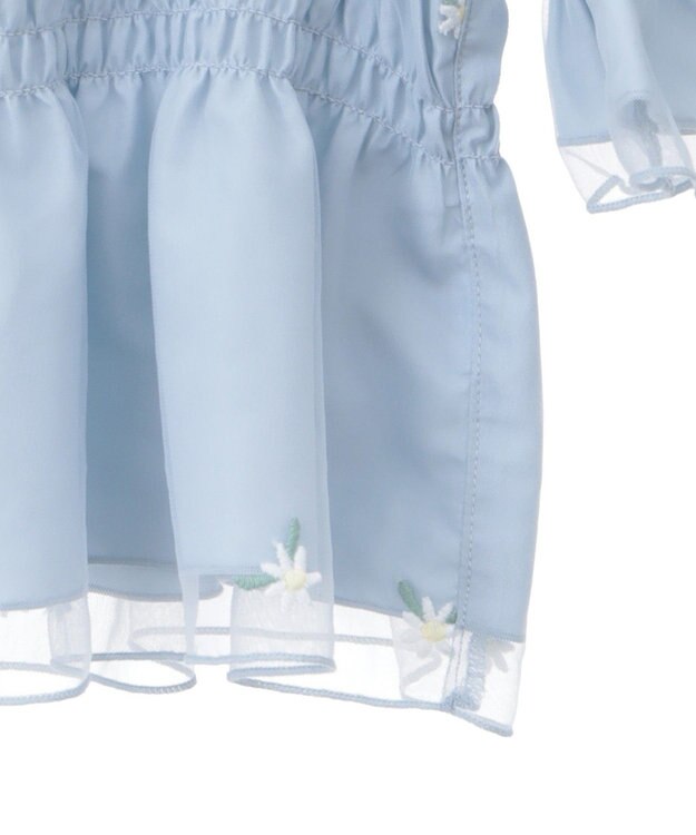 earth music&ecology フラワー刺繍シャーリングプルオーバー Sax