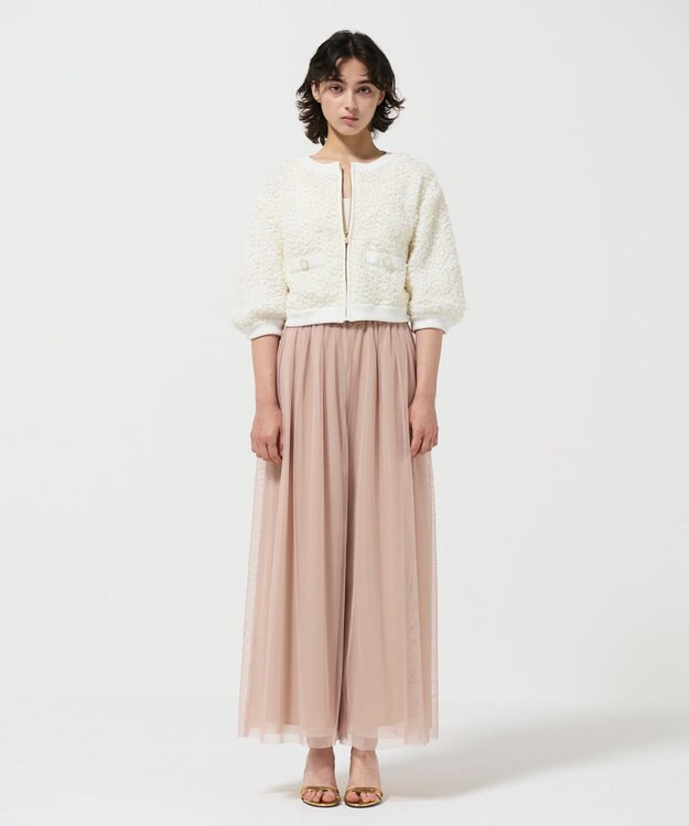 GRACE CONTINENTAL チュールフリルニットブルゾン ホワイト