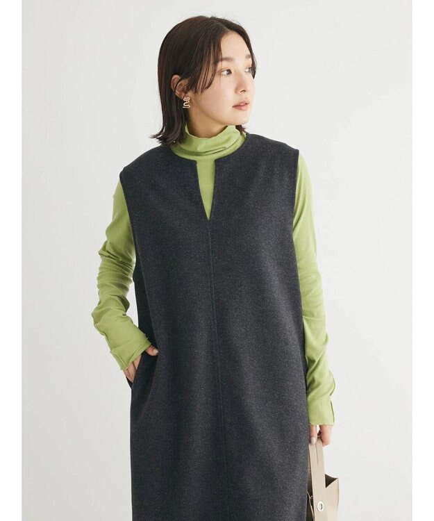 Green Parks 圧縮ポンチキーネックジャンスカ Dark Gray Mixture