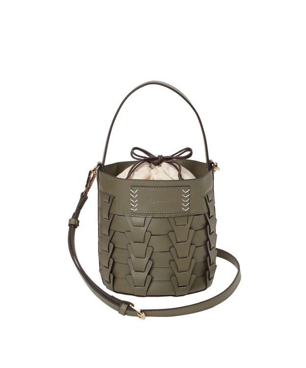 LA BAGAGERIE 【veganview】v piece mesh bucket bag カーキ