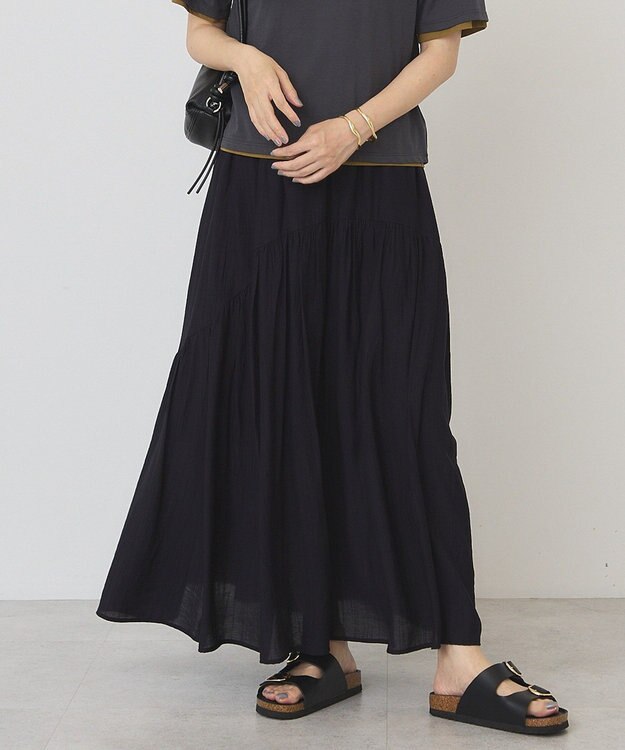 AMERICAN HOLIC 楊柳ギャザーボリュームフレアスカート Dark Navy