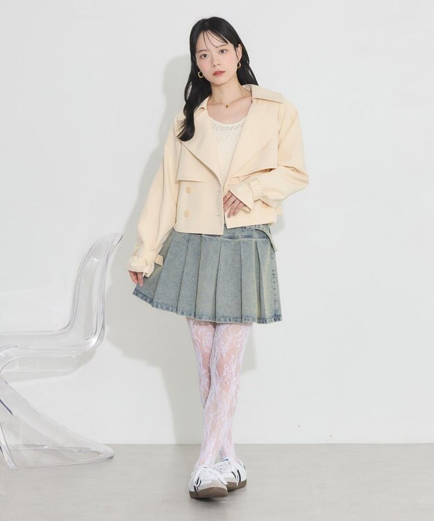 earth music&ecology バックフレアショートトレンチコート Light Beige