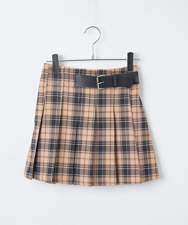 WEGO 【SCHOOL ITEM】バックル付プリーツスカパン ベージュチェック1