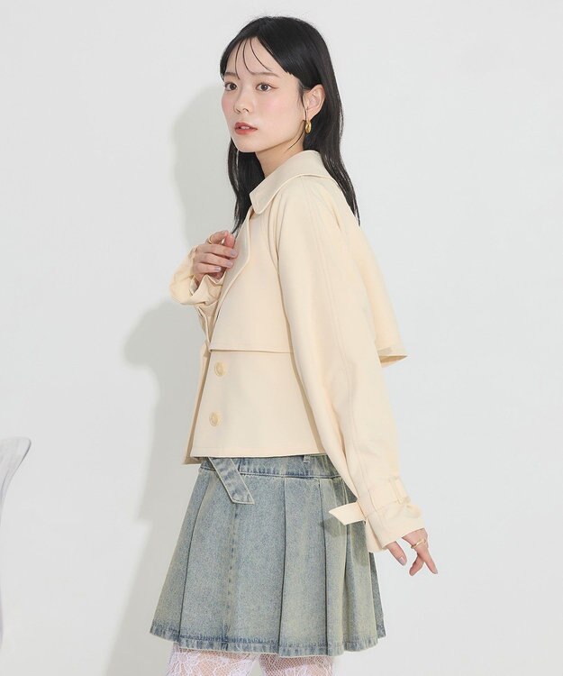 earth music&ecology バックフレアショートトレンチコート Light Beige