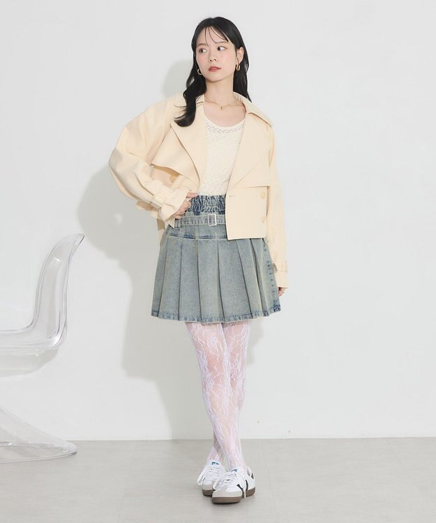 earth music&ecology バックフレアショートトレンチコート Light Beige