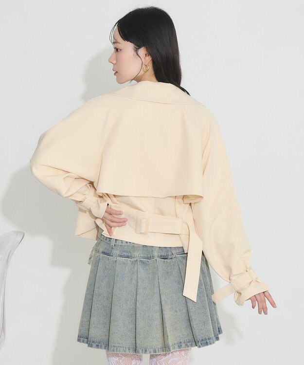 earth music&ecology バックフレアショートトレンチコート Light Beige