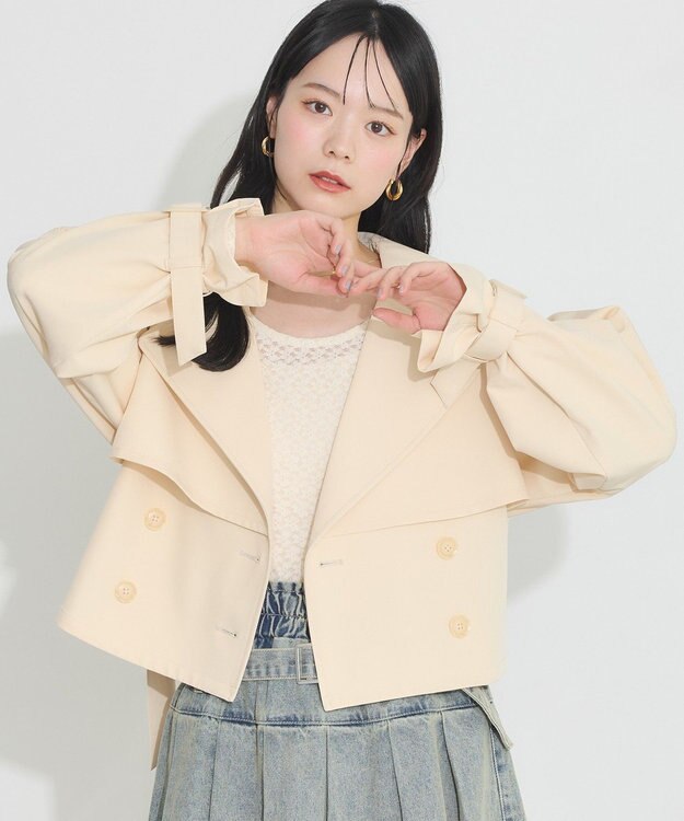 earth music&ecology バックフレアショートトレンチコート Light Beige