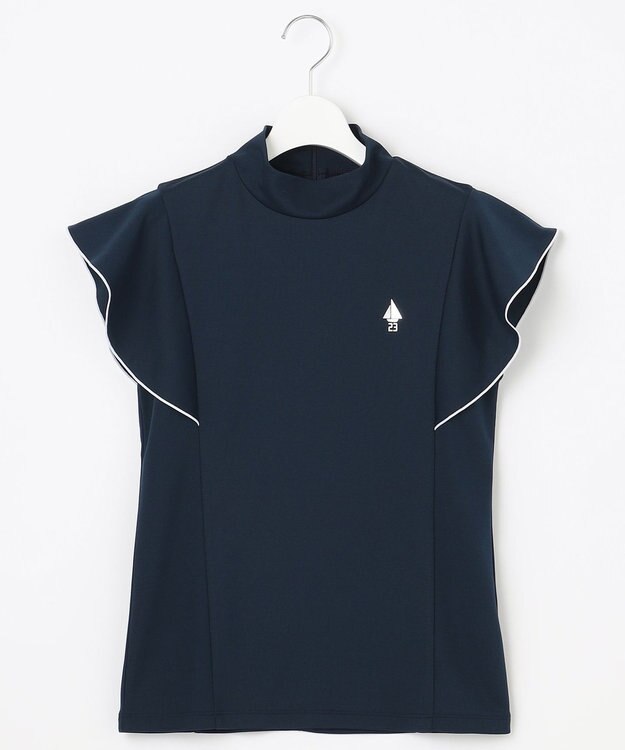 23区GOLF 【WOMEN】【吸水速乾】フレアスリーブ モックネックシャツ ネイビー系