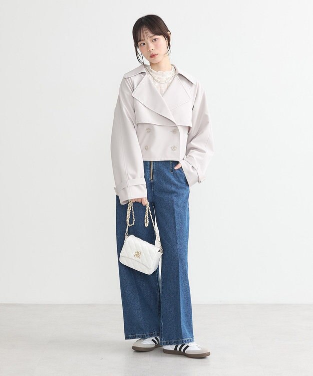 earth music&ecology バックフレアショートトレンチコート Light Gray