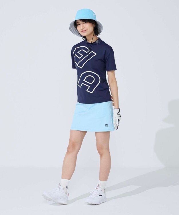 FILA GOLF／marie claire 【FILA GOLF】 シンプルロゴ半袖モックネックシャツ ネイビー