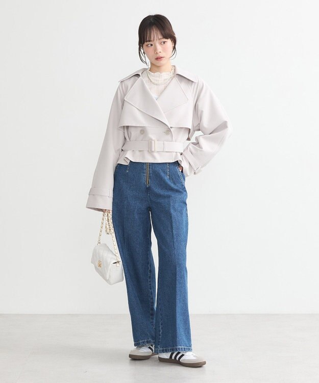 earth music&ecology バックフレアショートトレンチコート Light Gray