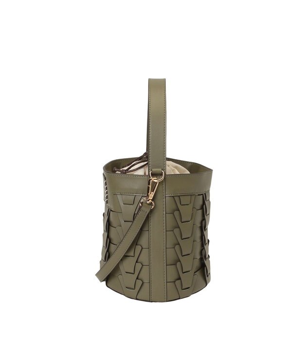 LA BAGAGERIE 【veganview】v piece mesh bucket bag カーキ