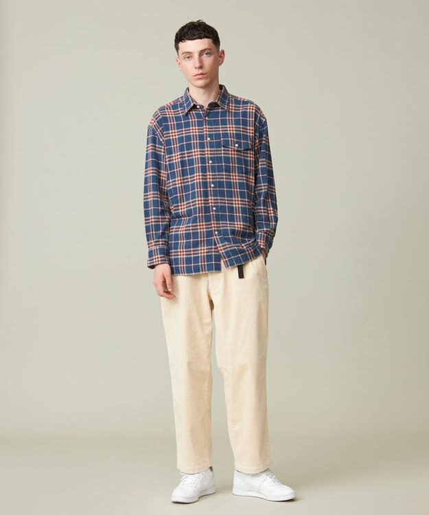 J.PRESS YORK STREET 【UNISEX】フランネル レギュラーカラーシャツ ブルー系3