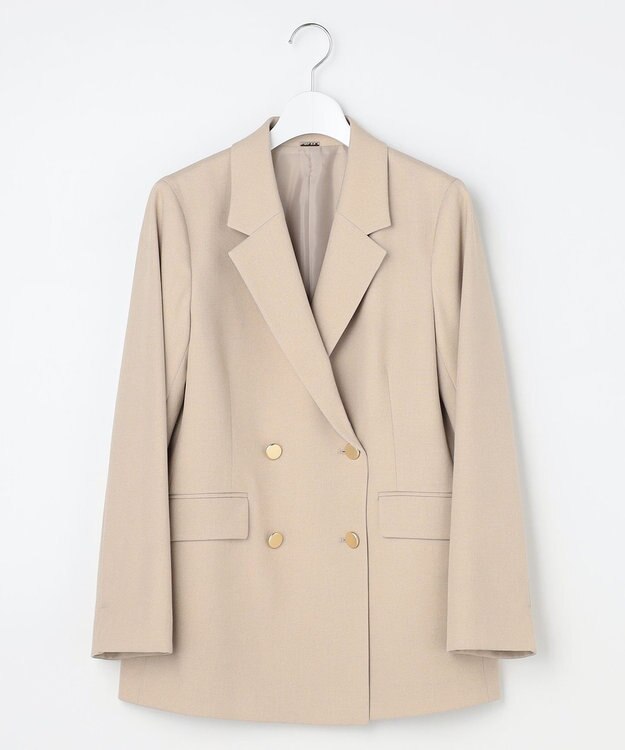 ANY SIS 褒めらレディストレッチ テーラード ジャケット ベージュシャンブレー