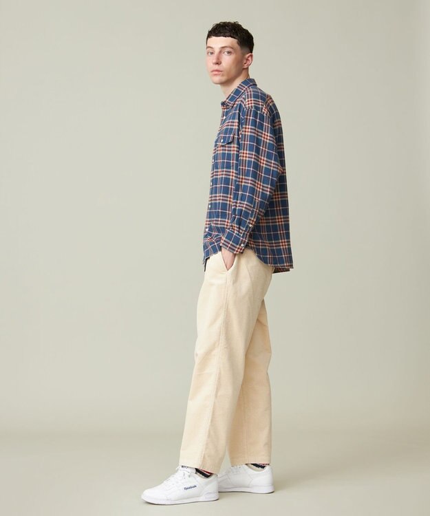 J.PRESS YORK STREET 【UNISEX】フランネル レギュラーカラーシャツ ブルー系3
