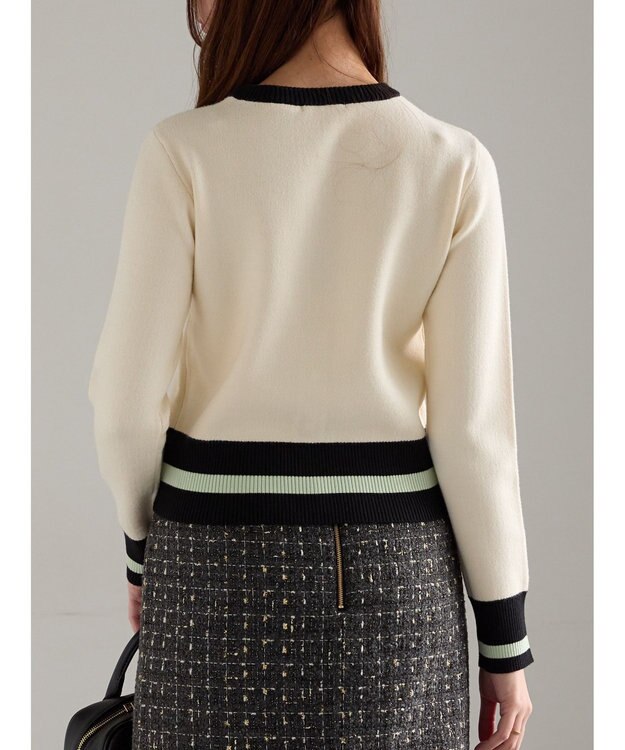 Te chichi バイカラークラシカルカーディガン オフホワイト