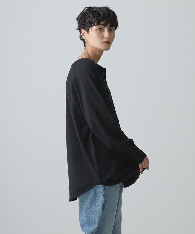 AMERICAN HOLIC ２ＷＡＹバイパチヘンリーネックニットプルオーバー Black