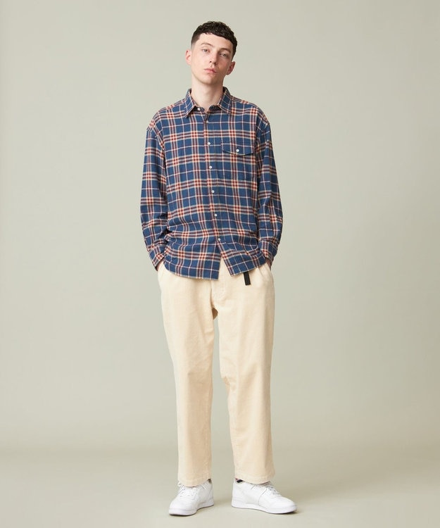 J.PRESS YORK STREET 【UNISEX】フランネル レギュラーカラーシャツ ブルー系3
