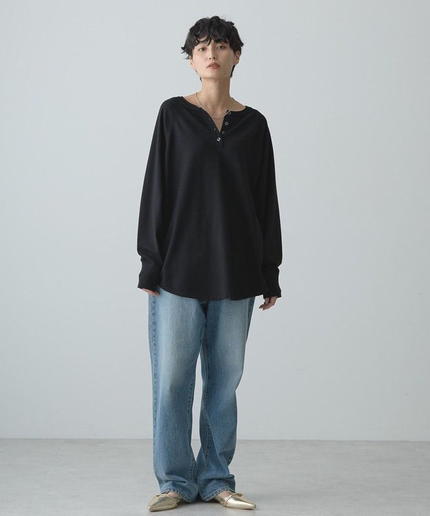 AMERICAN HOLIC ２ＷＡＹバイパチヘンリーネックニットプルオーバー Black