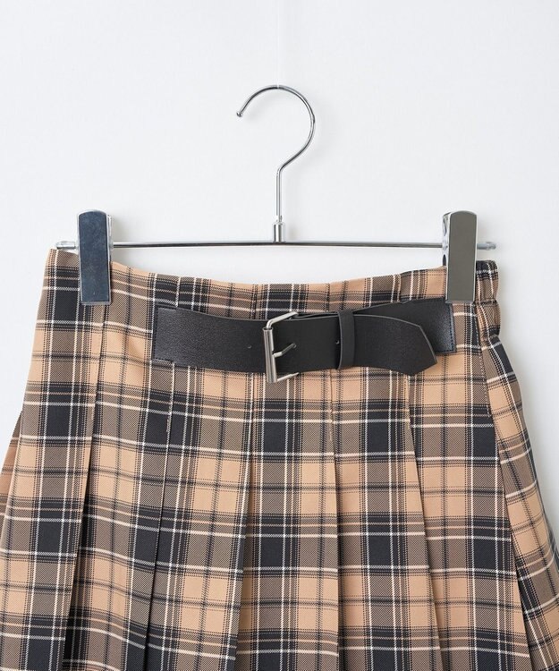 WEGO 【SCHOOL ITEM】バックル付プリーツスカパン ベージュチェック1