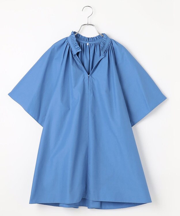 #Newans 【ANSWER for 骨格ナチュラル】ギャザーネックフレアスリーブチュニック ブルー系