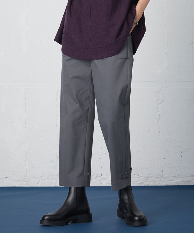 J.PRESS LADIES 【洗える】サテンストレッチプレミアムピーチ ベイカー パンツ グレー系