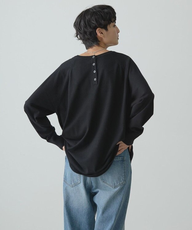AMERICAN HOLIC ２ＷＡＹバイパチヘンリーネックニットプルオーバー Black