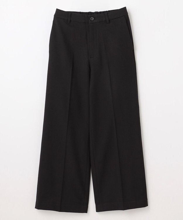 ANY L 【洗濯機可/ストレッチ/ウエストゴム/裏起毛】マルチファンクションストレッチワイドパンツ ブラック