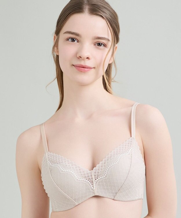 une nana cool 【リニューアル】364ブラ レース ノンワイヤーブラ ベージュ