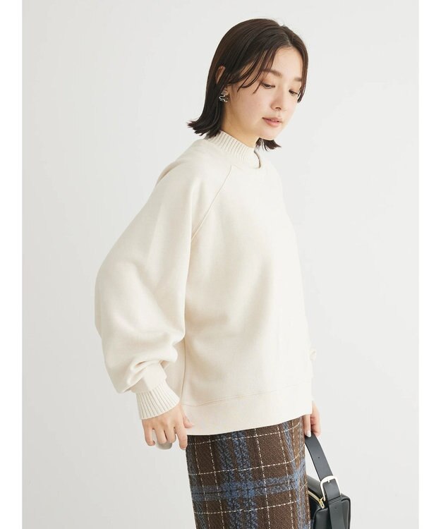 Green Parks 裏起毛ニットリブドッキングプルオーバー Light Beige