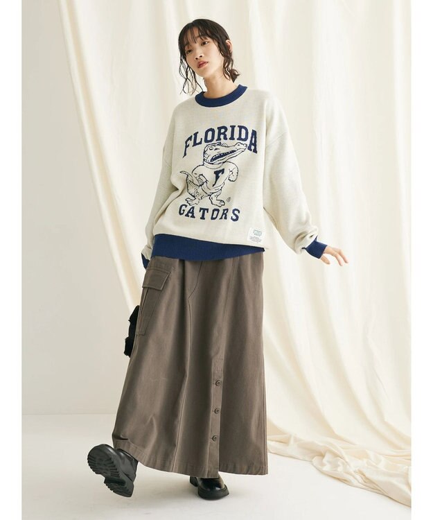 CRAFT STANDARD BOUTIQUE 綿ピーチカーゴスカート Charcoal Gray