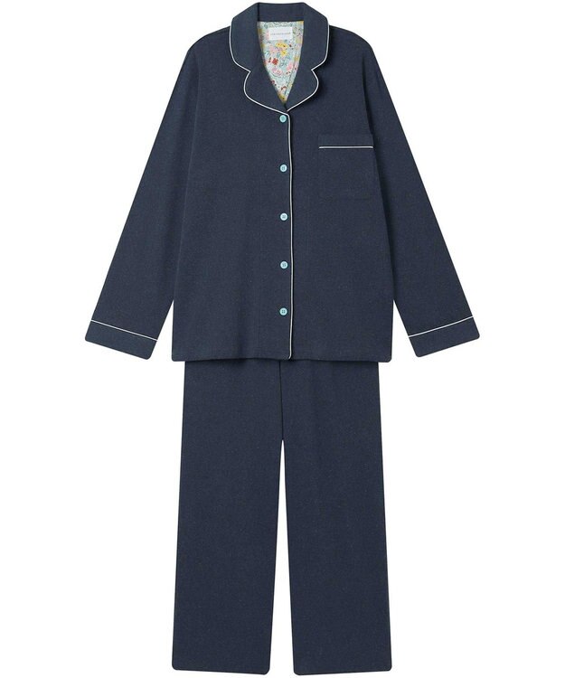 une nana cool 【綿100%】やわらか杢フライスパジャマ MADE WITH LIBERTY FABRIC ネイビー