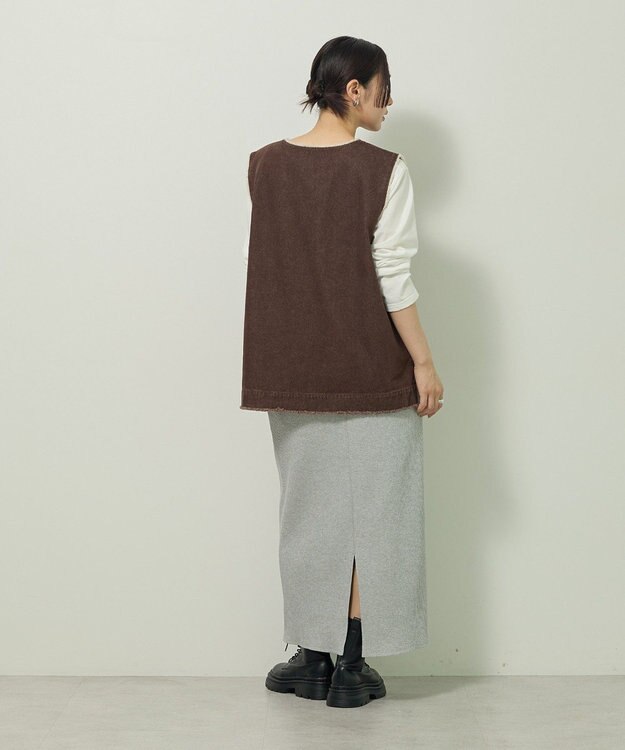 Green Parks フリンジ付きデニムベスト Brown