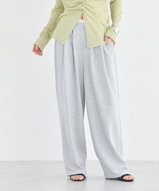 earth music&ecology レースレイヤード風スウェットパンツ Gray Mixture